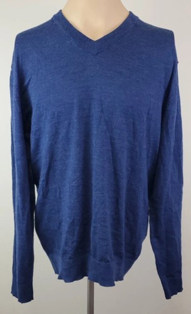 Ibex Mens Lightweight Blue V-Neck pullover Sweater Size Large